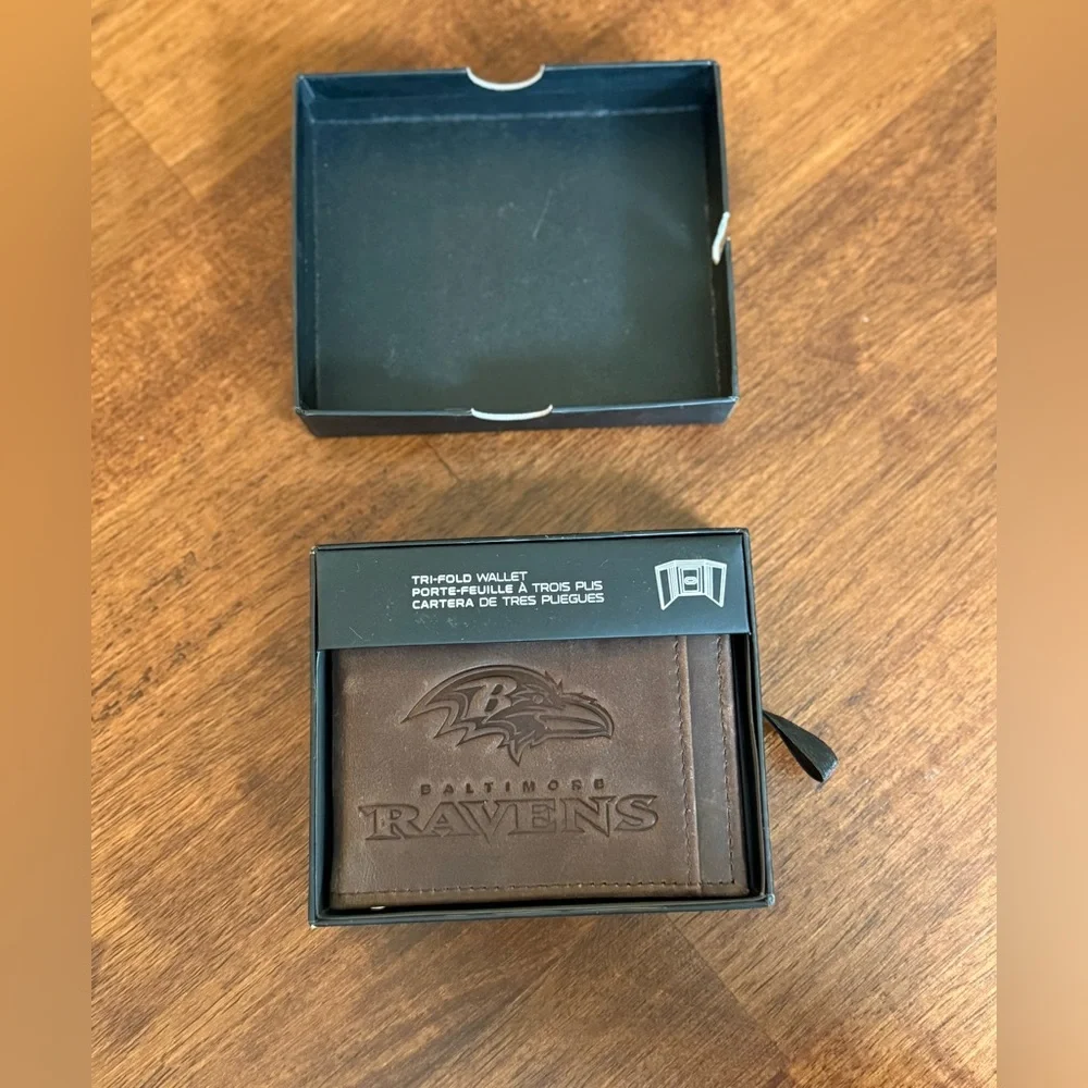 Baltimore Ravens Brown Bifold Leather Wallet NFL new